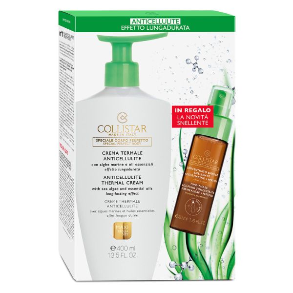 Collistar Kit Crema Termale Anti Cellulite 400 ml + Concentrato Bifasico Snellente Alghe Marine + Peptidi 50 ml