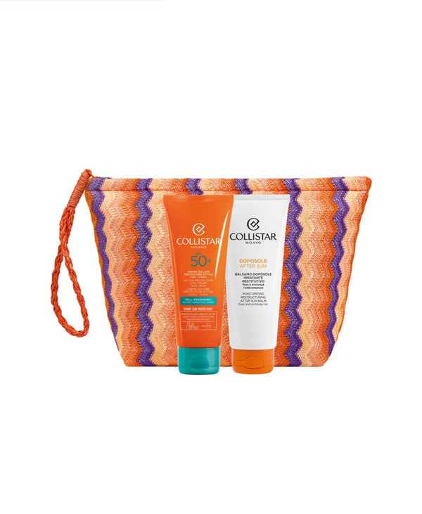 COFANETTO COLLISTAR Crema Solare Protezione Attiva Pelli Ipersensibili SPF 50+ 100 ml + Balsamo Doposole Idratante Restitutivo 100 ml + Pochette