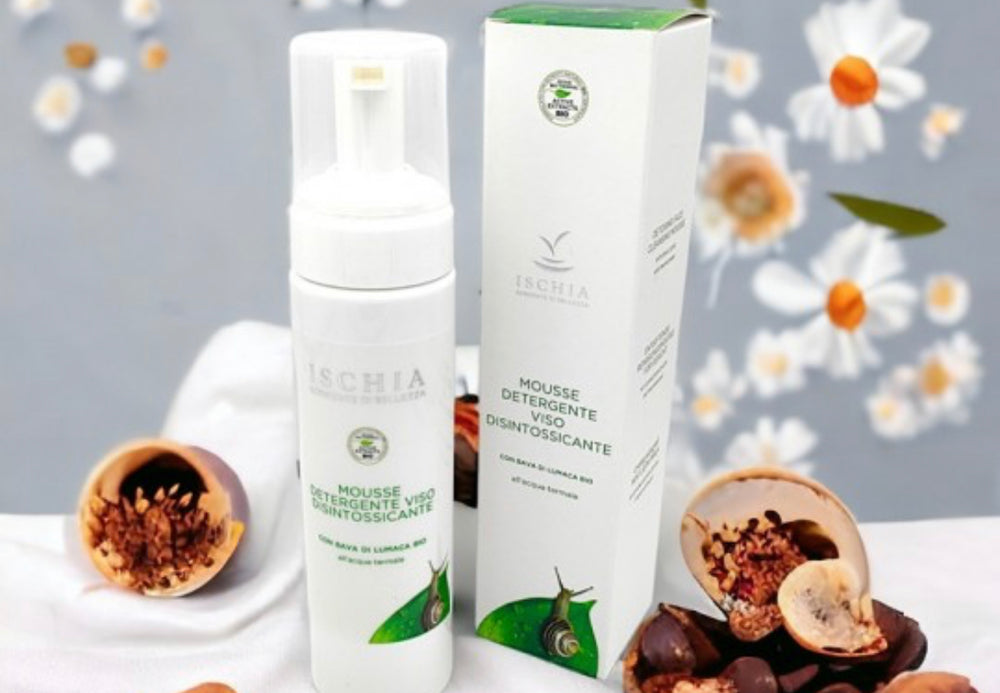 Ischia sorgente di bellezza mousse detergente viso disintossicante con bava di lumaca bio all’acqua termale 200ml