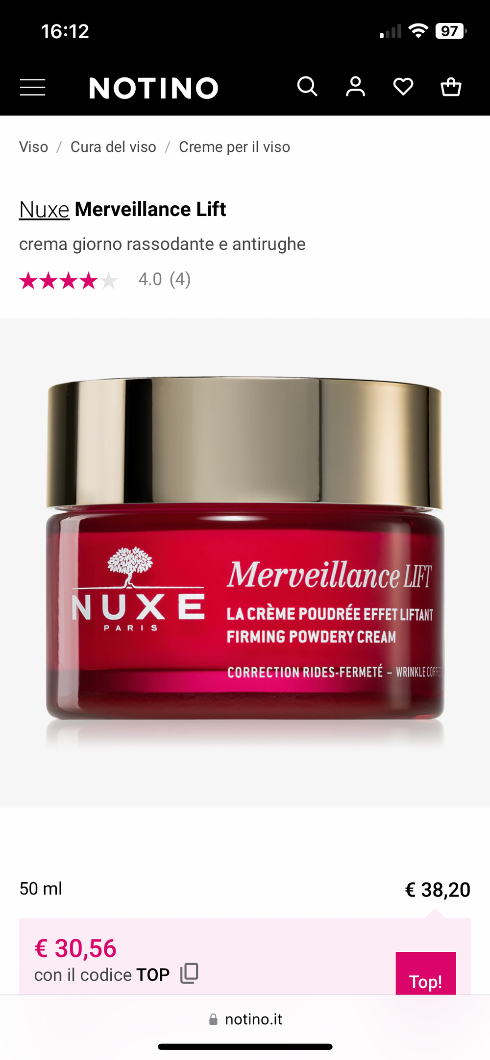Nuxe merveillance lift crema viso