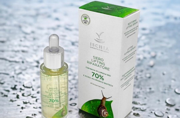 Ischia sorgente di bellezza siero liftingh riparatore con bava di lumaca bio 70% e acido jaluronico all’acqua termale 30ml