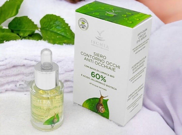 Ischia sorgente di bellezza siero contorno occhi anti occhiaie con bava di lumaca bio e acido jaluronico all’acqua termale 15ml